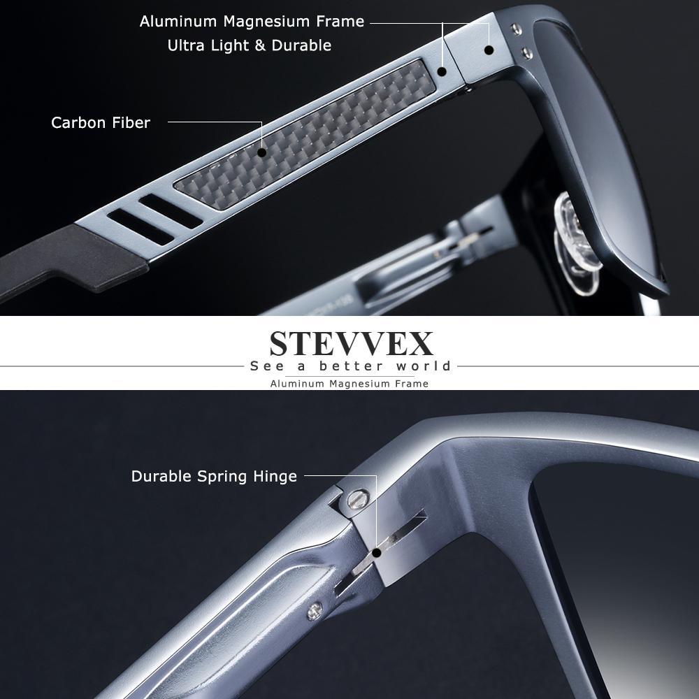 Stevvex square men's polarized sunglasses aluminum magnesium frame UV400 protection carbon fiber on Tampa Home & Garden Store