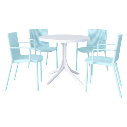 4 Stackable Plastic Chairs and Round Table