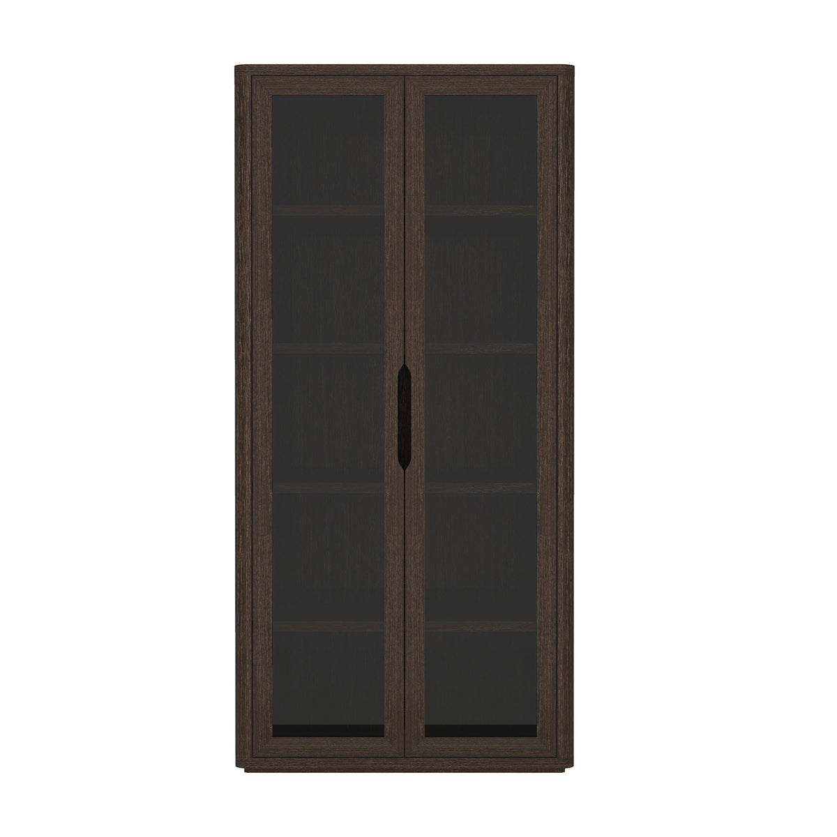 Bookcase cabinet with glass doors and adjustable shelves in dark brown finish, HouseOfZazla on Tampa Home & Garden Store