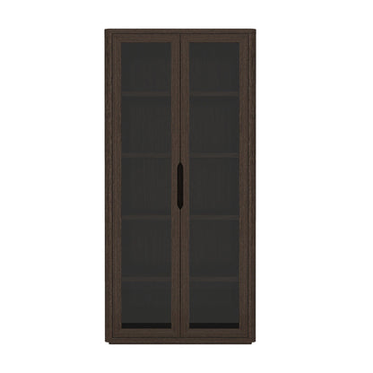 Bookcase cabinet with glass doors and adjustable shelves in dark brown finish, HouseOfZazla on Tampa Home & Garden Store