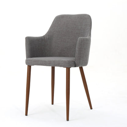Elegant Dining Chair with Contoured Back by HouseOfZazla, grey textured fabric, wood legs on Tampa Home & Garden Store