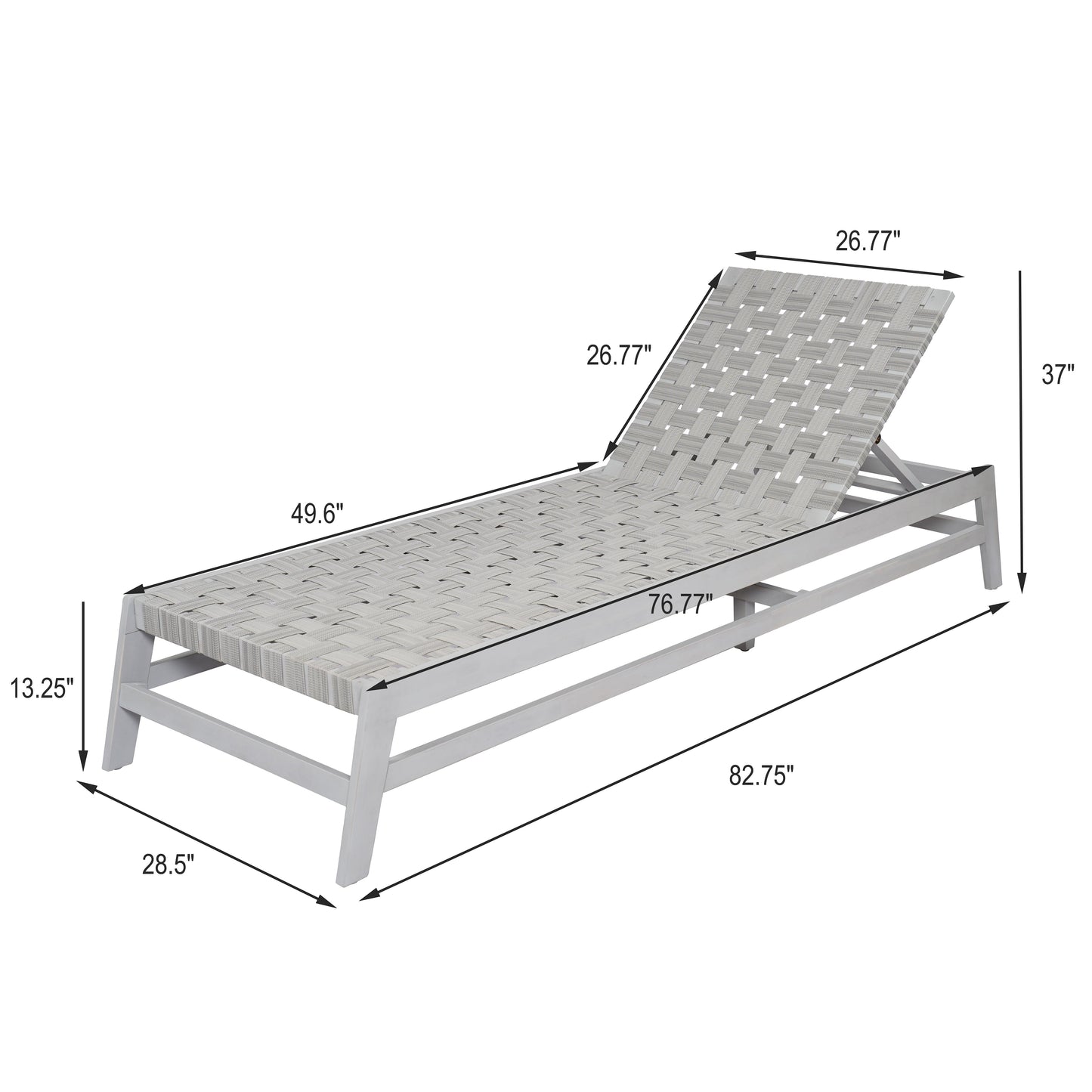 Outdoor Acacia Wood and Rope Chaise Lounge