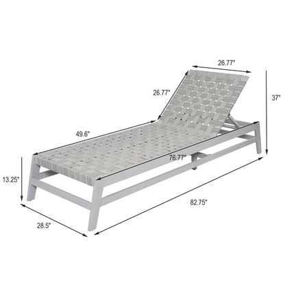 Outdoor Acacia Wood and Rope Chaise Lounge