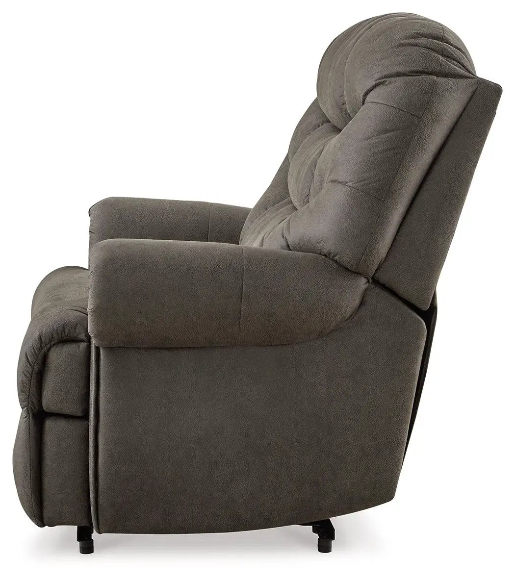 Camera Time Zero Wall Recliner gunmetal gray fabric reclining chair on Tampa Home & Garden Store
