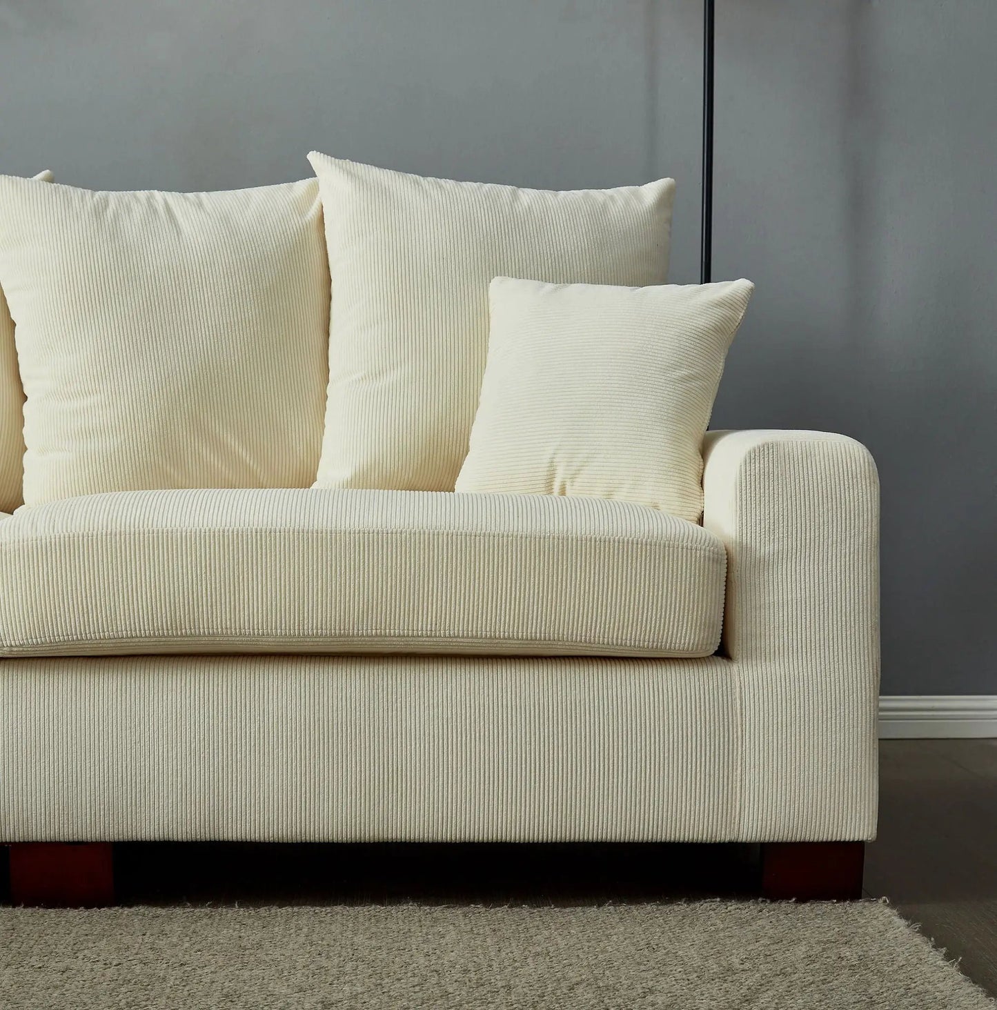 5 Seater Oversized Convertible L & U Shaped Couch cream corduroy set Unique Piece Furniture on Tampa Home & Garden Store