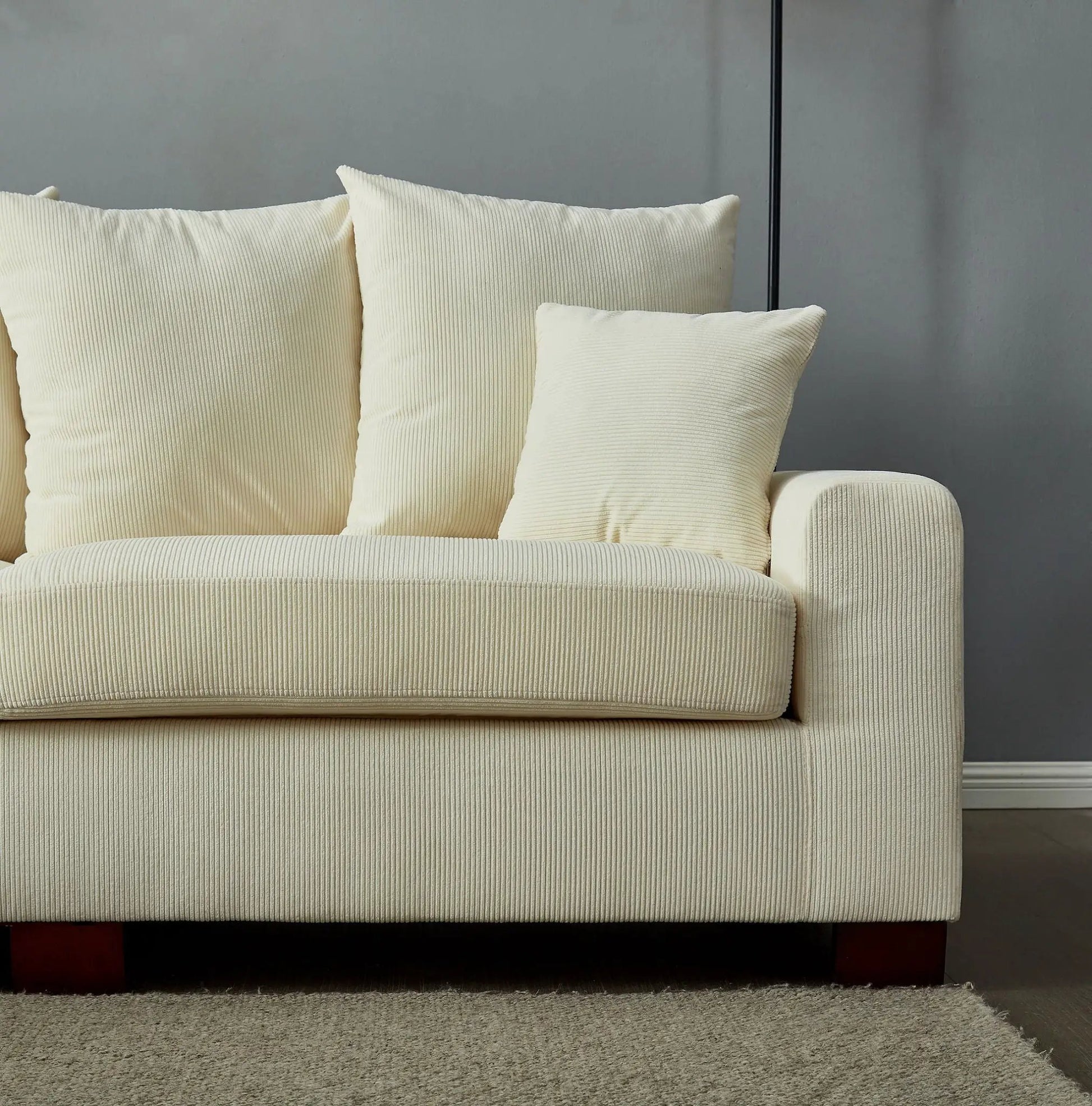 5 Seater Oversized Convertible L & U Shaped Couch cream corduroy set Unique Piece Furniture on Tampa Home & Garden Store