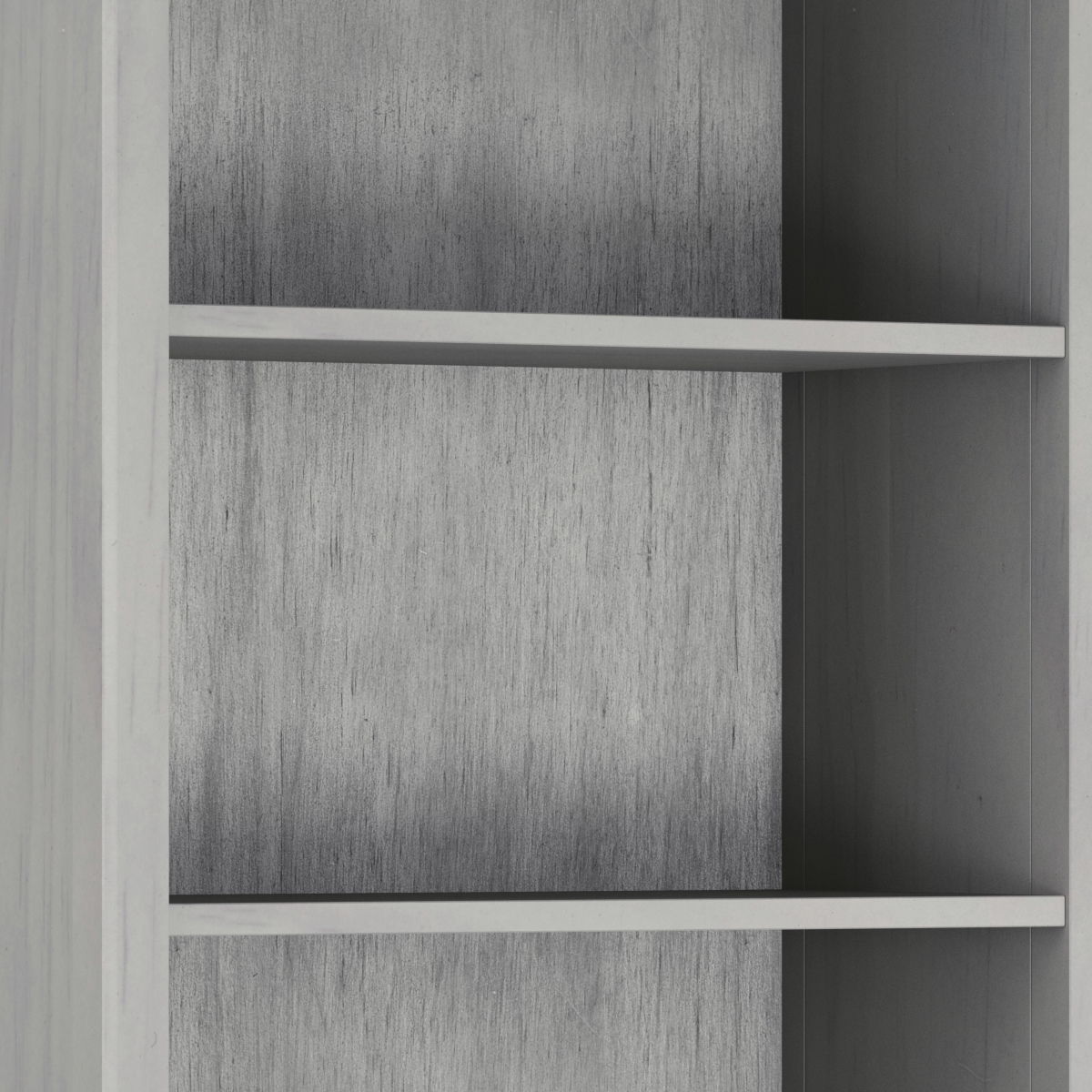 Amherst wooden bookcase interior with an adjustable shelf and gray wood grain panels HouseOfZazla on Tampa Home & Garden Store