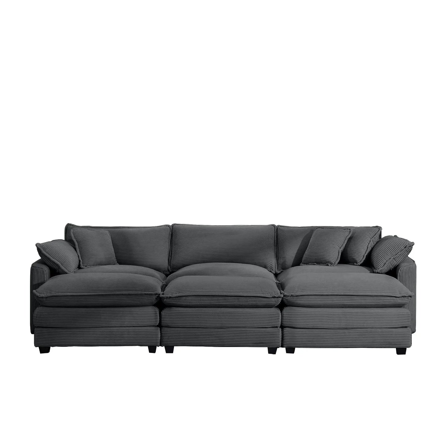 Modern oversized modular sofa with ottoman in dark fabric, deep seating and tufted cushions on Tampa Home & Garden Store