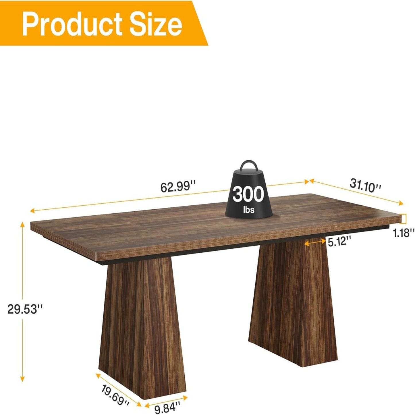 Executive Desk with double trapezoid base in dark wood finish by HouseOfZazla on Tampa Home & Garden Store