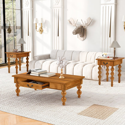 Rectangular wooden coffee table with storage drawer in warm oak by HouseOfZazla end tables on Tampa Home & Garden Store