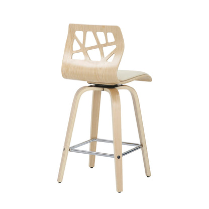 Folia mid-century modern counter stools 2 by HouseOfZazla, wood with curved back and footrest on Tampa Home & Garden Store