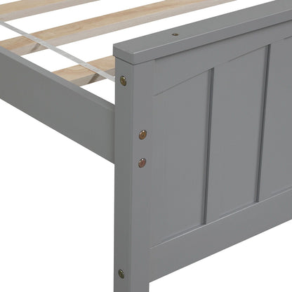 Wood Platform Bed with Headboard and Footboard