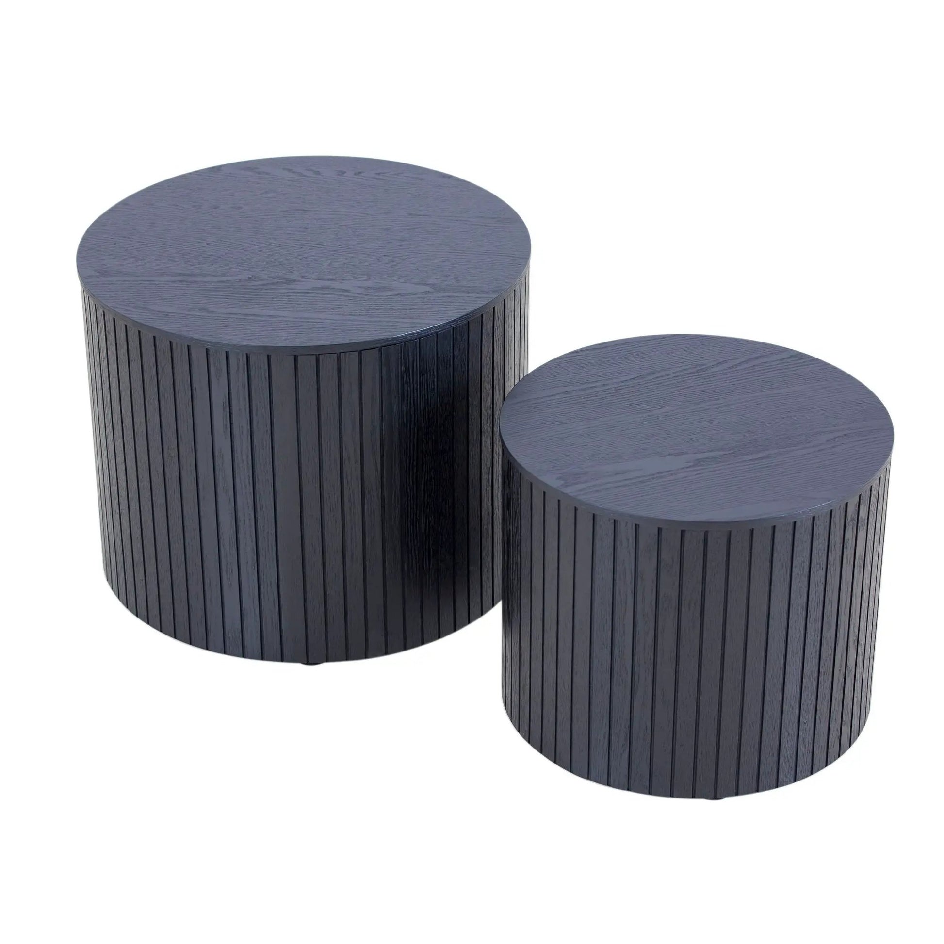 Handcrafted nested table set, 2-piece dark blue wood with grooved sides Unique Piece Furniture on Tampa Home & Garden Store