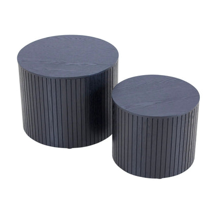 Handcrafted nested table set, 2-piece dark blue wood with grooved sides Unique Piece Furniture on Tampa Home & Garden Store