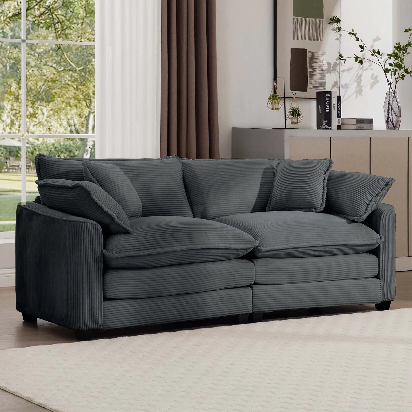 Modern 2 Seater Loveseat with 4 Pillows Elegance