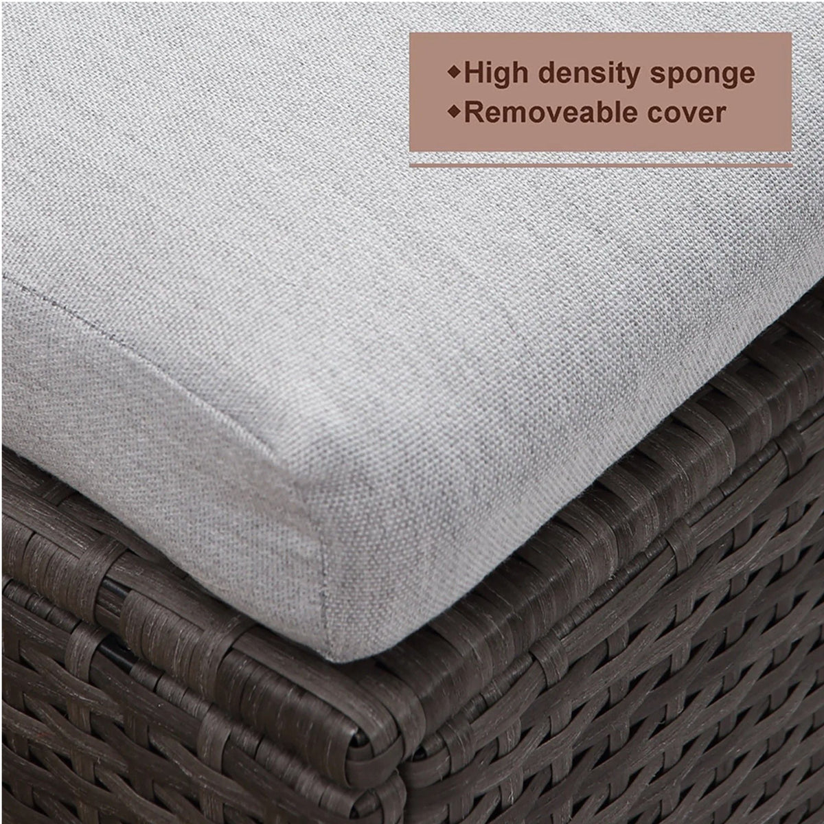 Outdoor cushion set by HouseOfZazla in gray on dark brown wicker patio furniture frame on Tampa Home & Garden Store