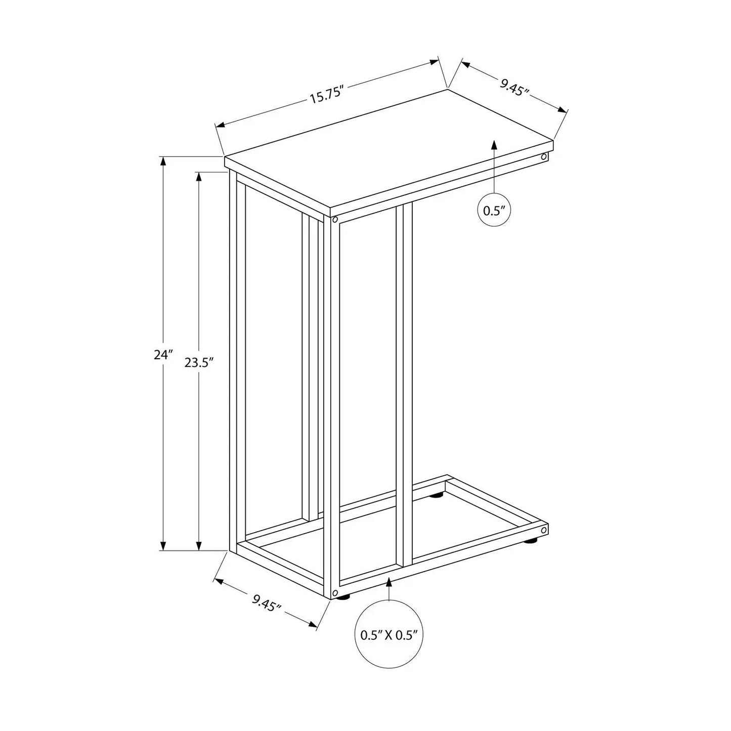 Accent Table C Shaped End Table Space Saving