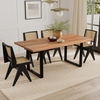 Solid acacia wood dining table with black iron legs HouseOfZazla on Tampa Home and Garden Store