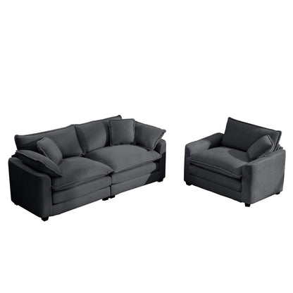 3-Piece HouseOfZazla sectional sofa set in charcoal gray fabric with deep cushions on Tampa Home & Garden Store