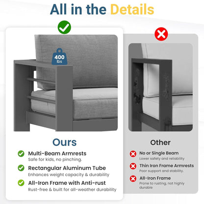 All Weather Patio Chairs and Thick Foam Cushions