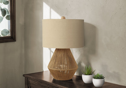 Transitional Rope Table Lamp with Beige Linen Shade, woven rope base, HouseOfZazla on Tampa Home & Garden Store