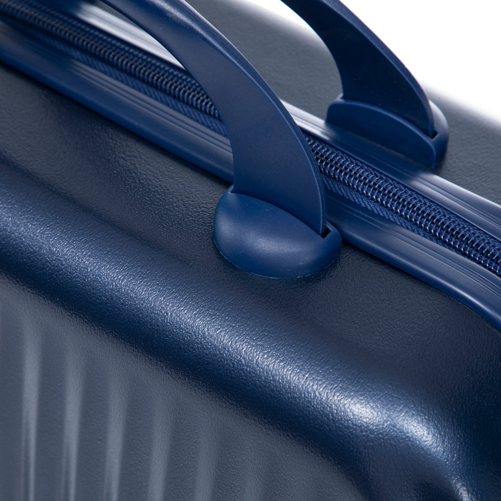 Luggage sets blue ABS spinner by HouseOfZazla; closeup of handles and zipper track, on Tampa Home & Garden Store