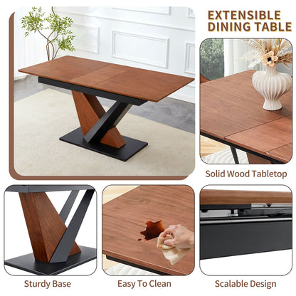 Dining Table in Dark Walnut with scratch-resistant top and cross geometric legs, on Tampa Home & Garden Store