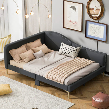 Upholstered Daybed with Headboard and Armrest
