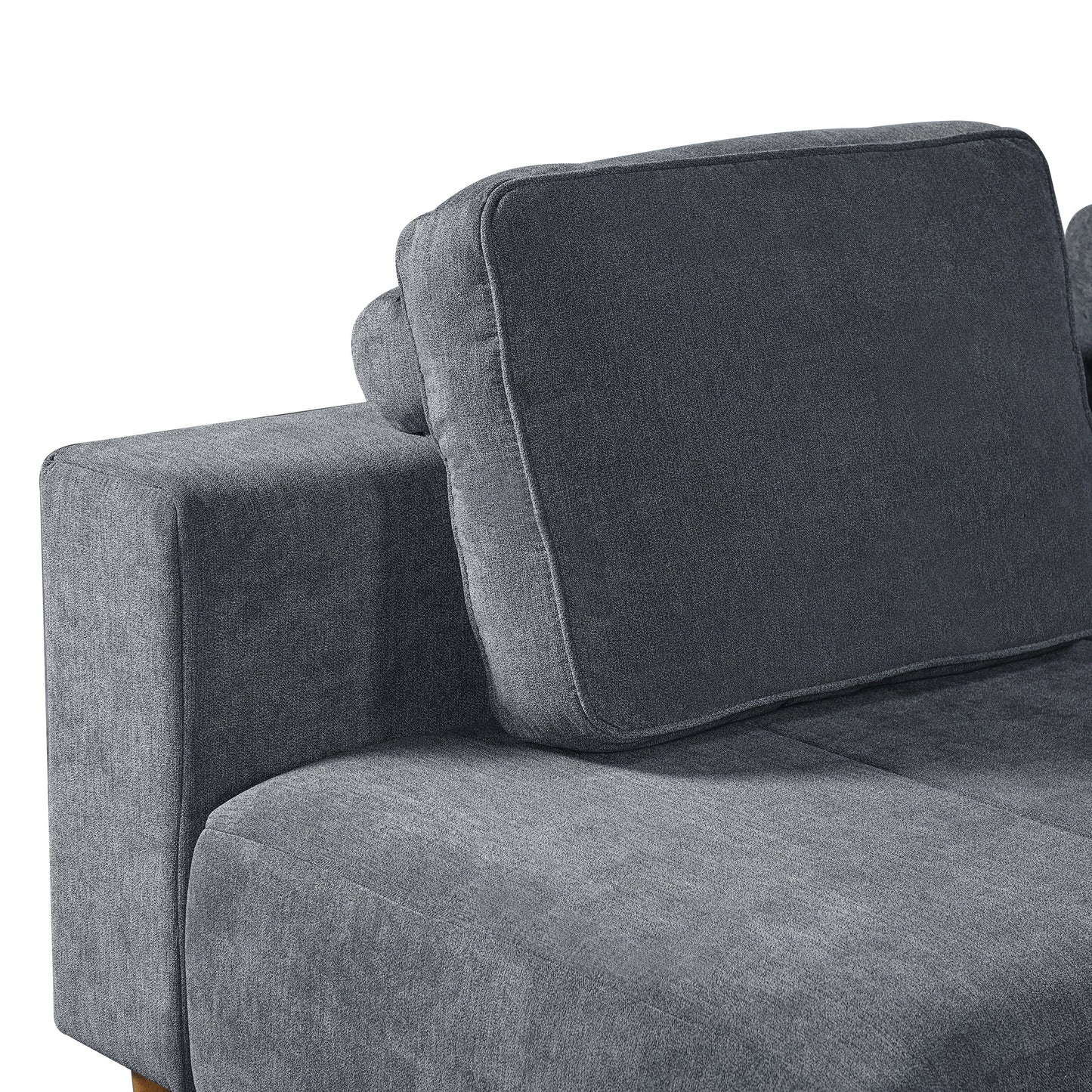 2-Piece 109in L-Shape Convertible Sectional Sofa in charcoal gray textured fabric by HouseOfZazla on Tampa Home & Garden Store