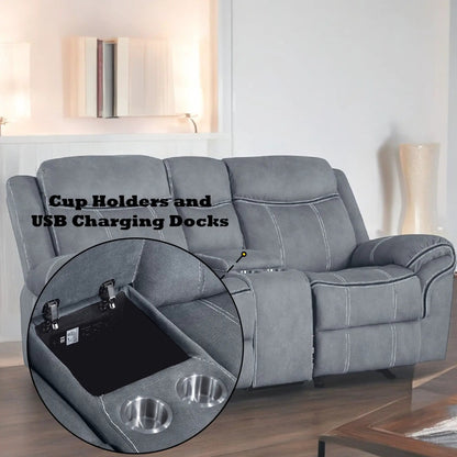 Zubaida Two Tone Recliner Loveseat with USB Port