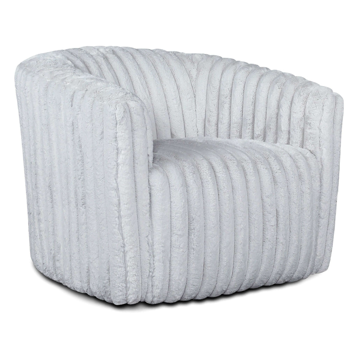 Modern Comfort Swivel Chair with channel-tufted gray velvet upholstery by HouseOfZazla on Tampa Home & Garden Store