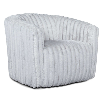 Modern Comfort Swivel Chair with channel-tufted gray velvet upholstery by HouseOfZazla on Tampa Home & Garden Store