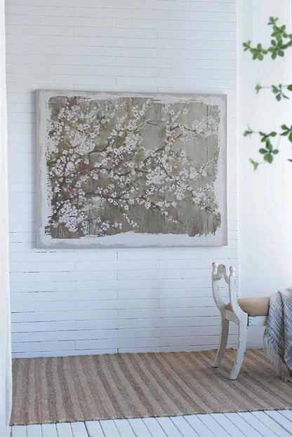 Cherry Blossom Canvas Art Print Gray White Matte