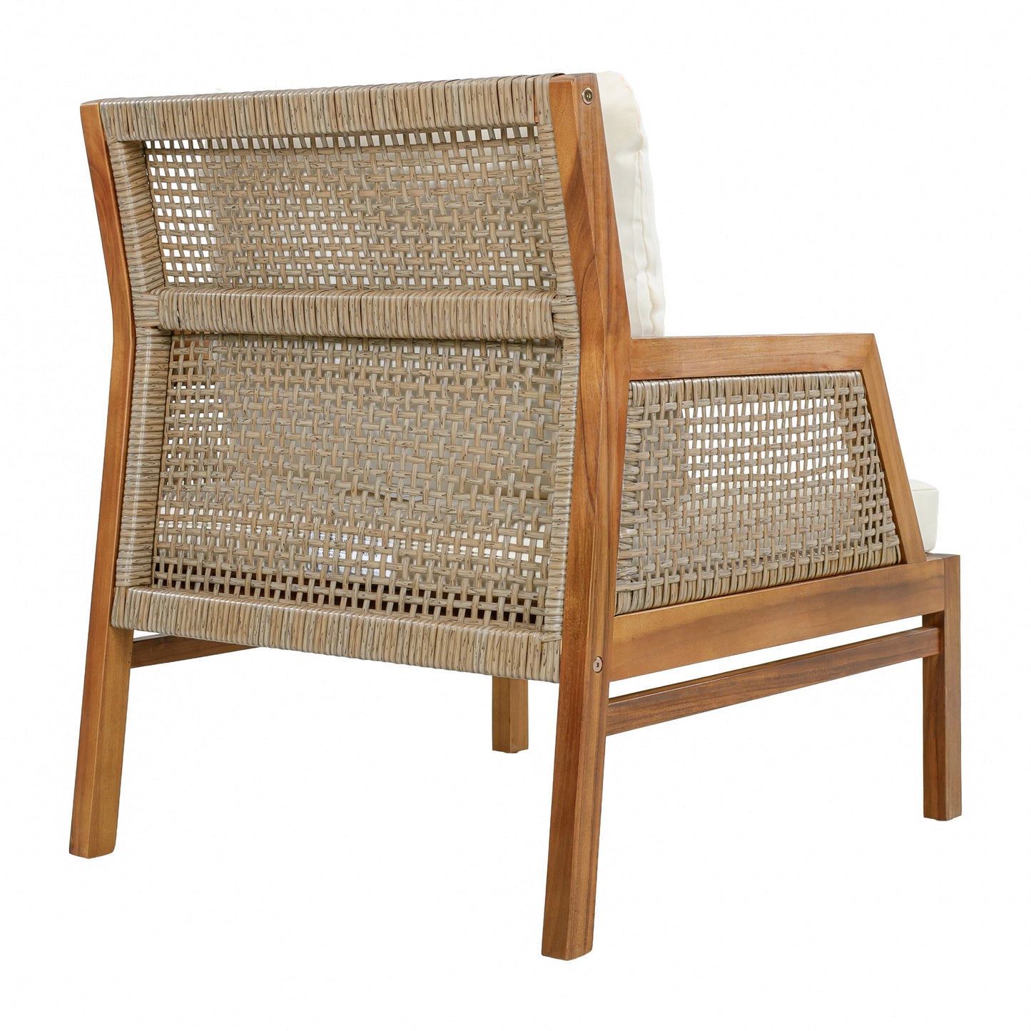 Solid Acacia Wood Patio Club Chair and Wicker