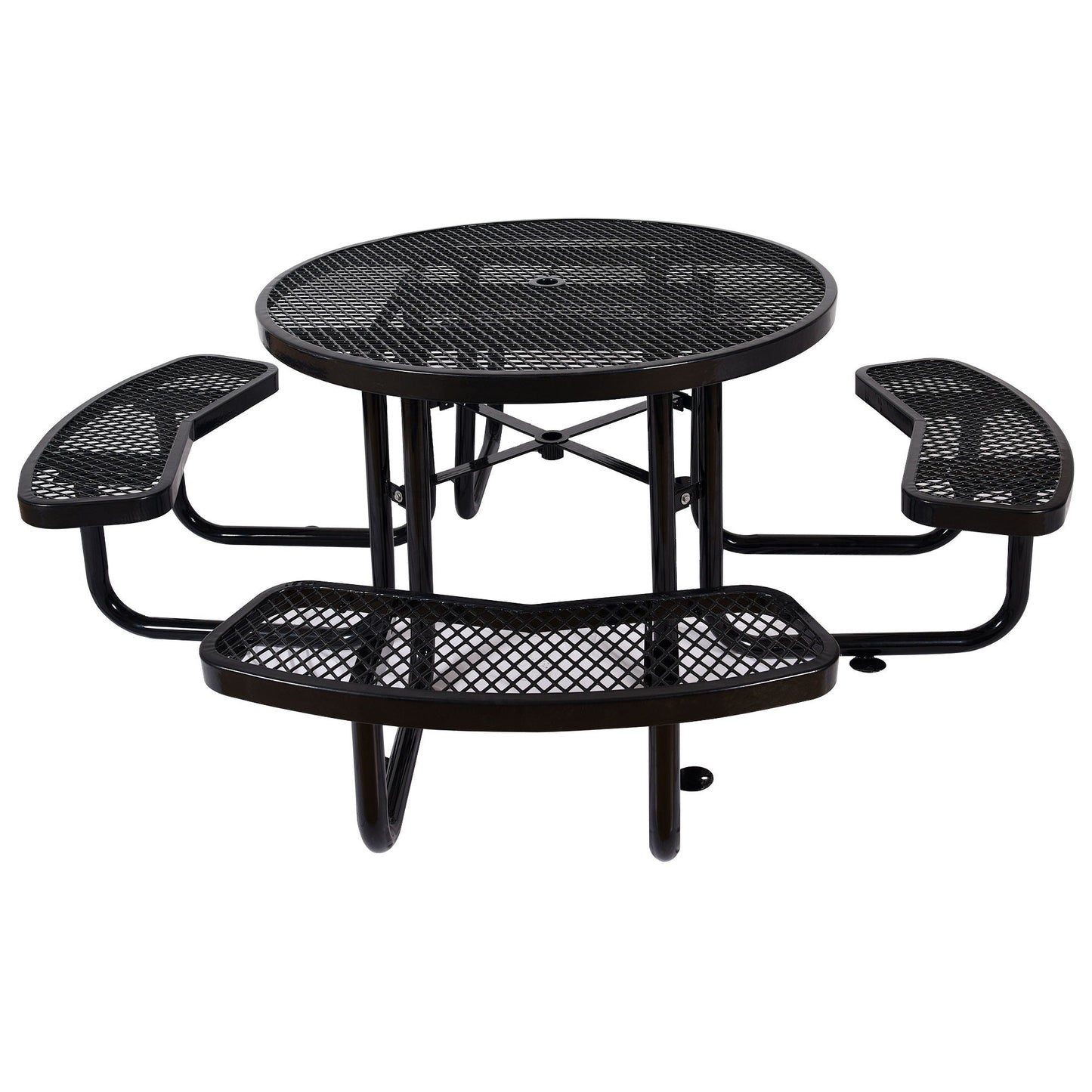 Round Outdoor Steel Picnic Table with Pole