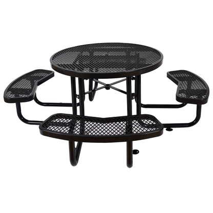 Round Outdoor Steel Picnic Table with Pole