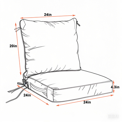 24x24 inch outdoor deep seat cushion set two-piece with back cushion, white fabric on Tampa Home & Garden Store