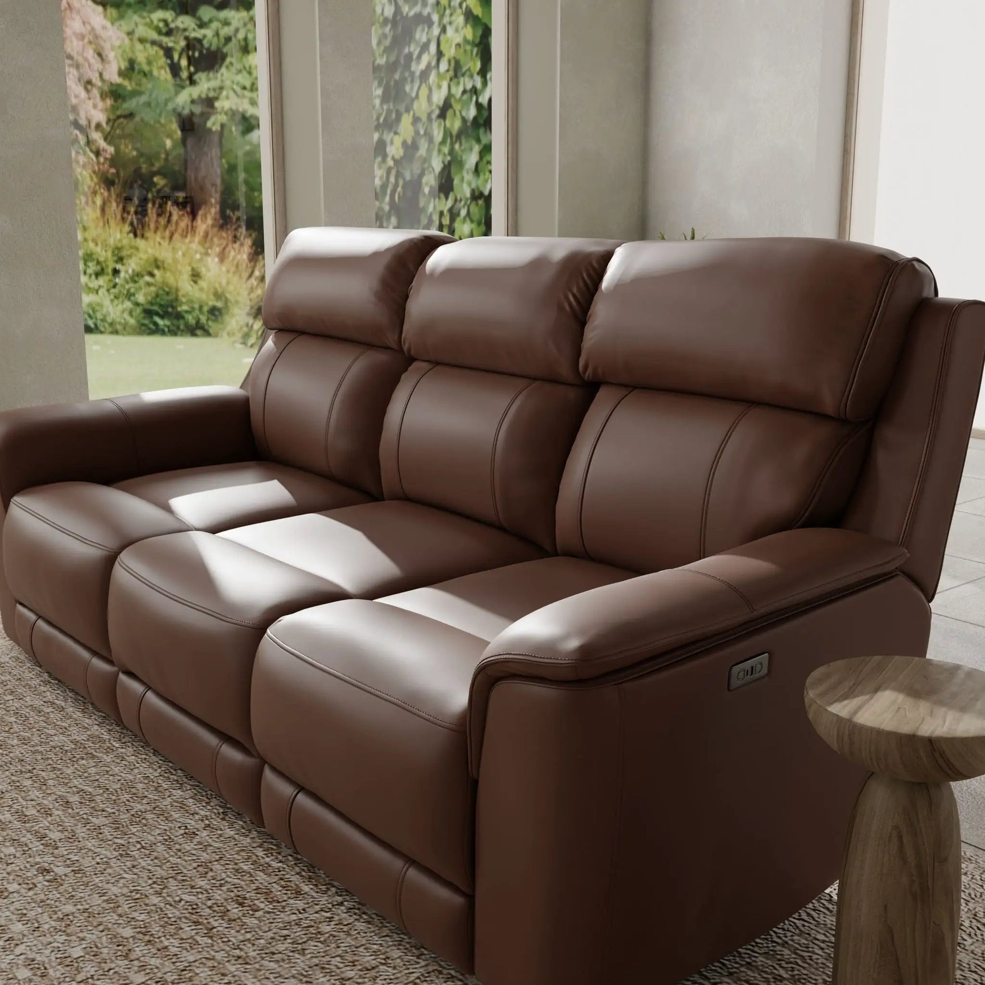 Oslo dual power reclining sofa in brown leather by Unique Piece Furniture on Tampa Home & Garden Store