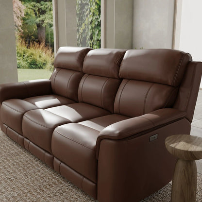 Oslo dual power reclining sofa in brown leather by Unique Piece Furniture on Tampa Home & Garden Store