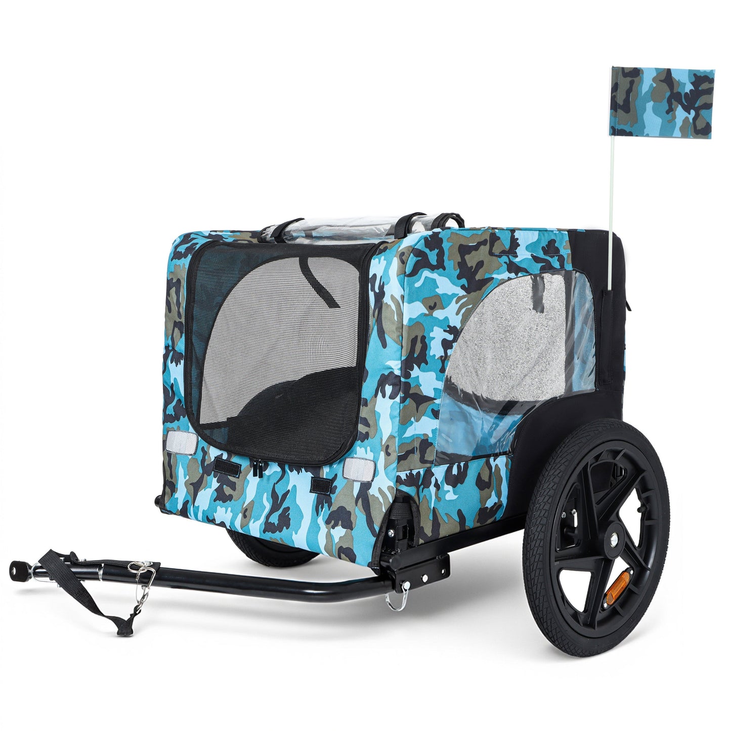 Outdoor Heavy Duty Collapsible Pet Bike Trailer, 16-Inch wheels, blue camo by HouseOfZazla on Tampa Home & Garden Store