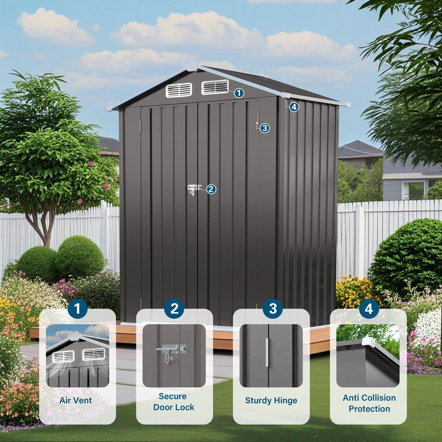 5 X 3 Feet Metal Storage Shed and a Lockable Door