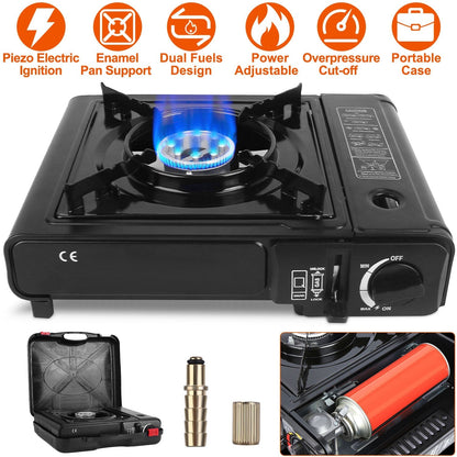 GemGear 3300W portable camping stove dual-fuel burner with piezo ignition black carrying case on Tampa Home & Garden Store