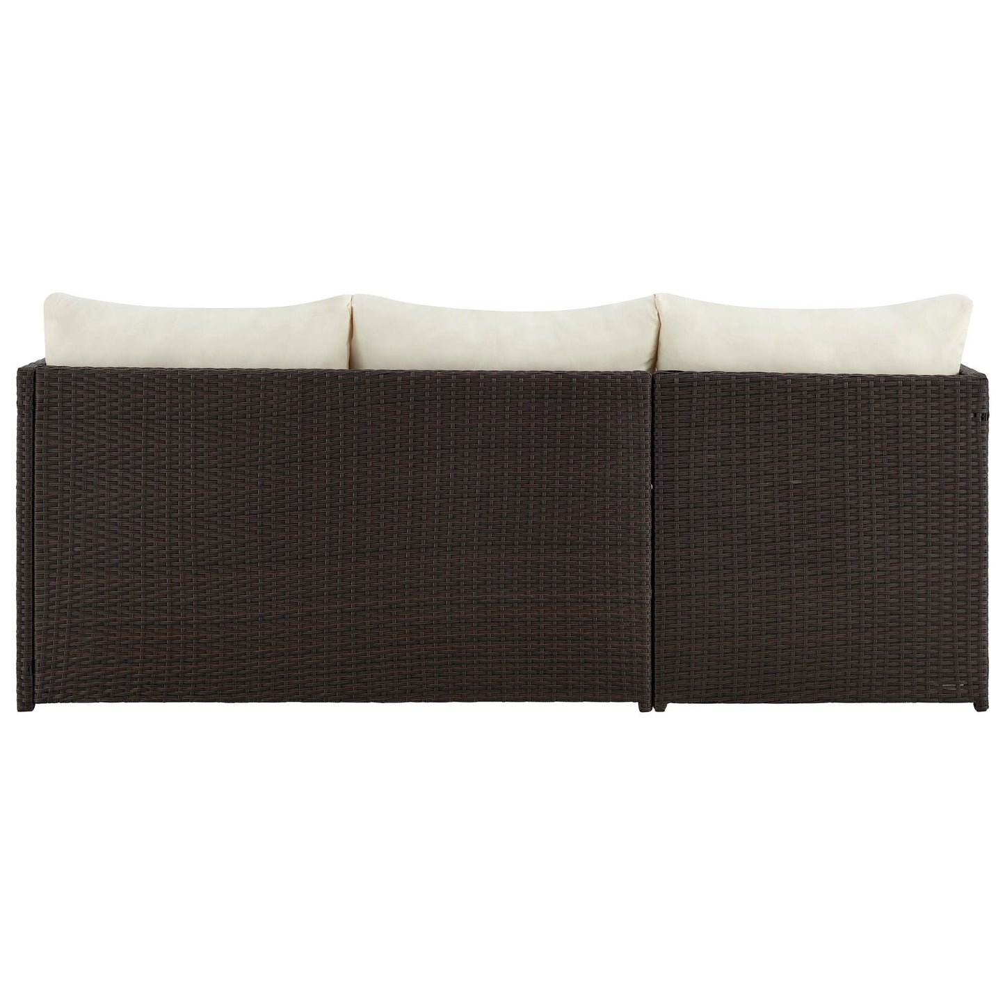 Menton 3 Piece Sectional Set dark brown wicker with cream cushions for outdoor use on Tampa Home & Garden Store
