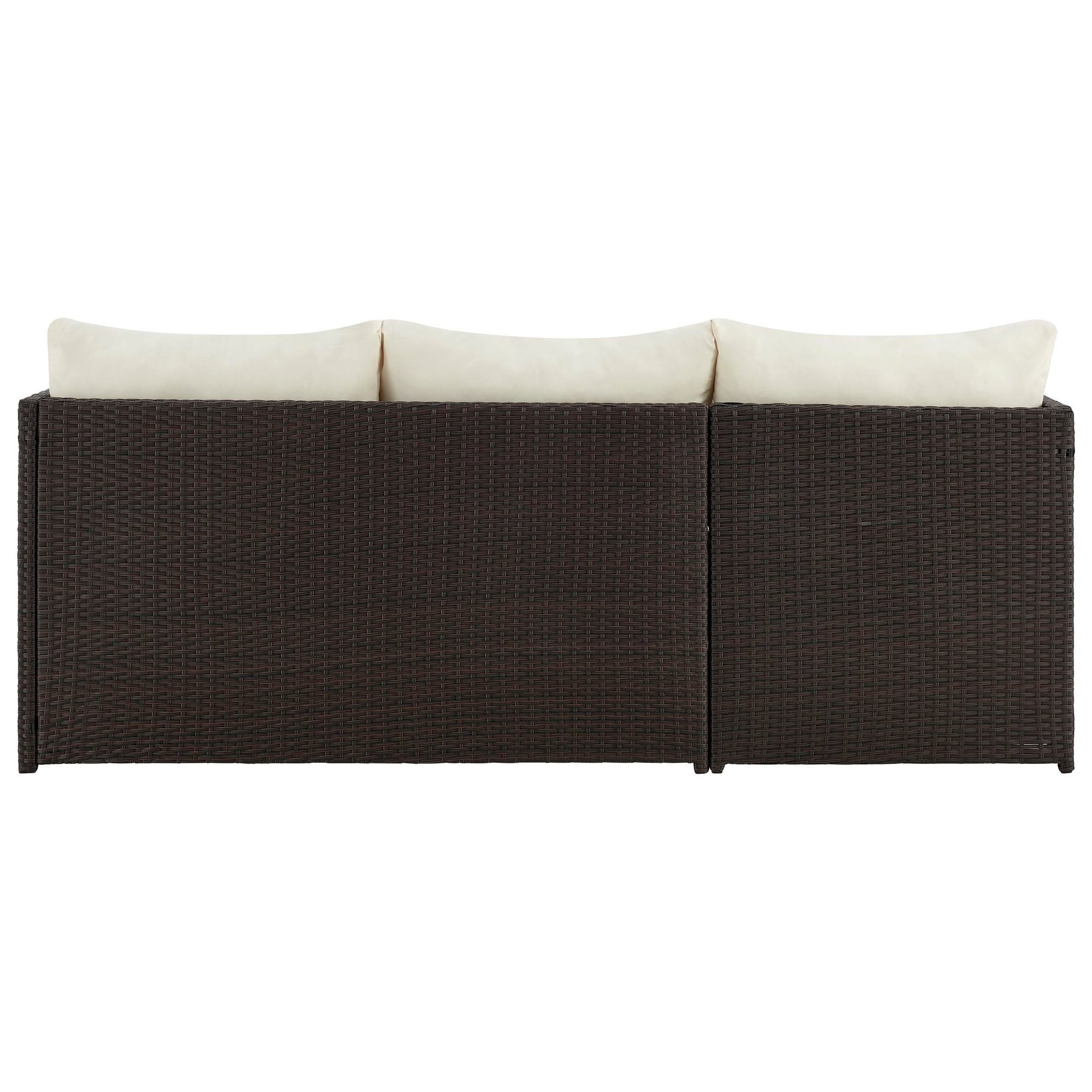 Menton 3 Piece Sectional Set dark brown wicker with cream cushions for outdoor use on Tampa Home & Garden Store