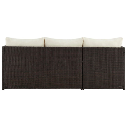 Menton 3 Piece Sectional Set dark brown wicker with cream cushions for outdoor use on Tampa Home & Garden Store