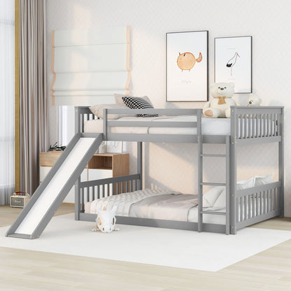 Bunk bed with slide and ladder by HouseOfZazla in gray metal finish on Tampa Home & Garden Store