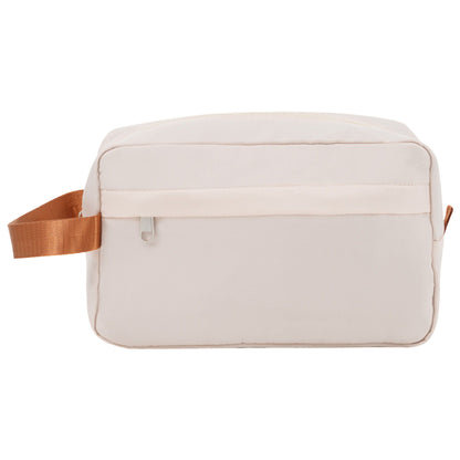 Beige soft-sided luggage bag with copper strap handle on Tampa Home & Garden Store