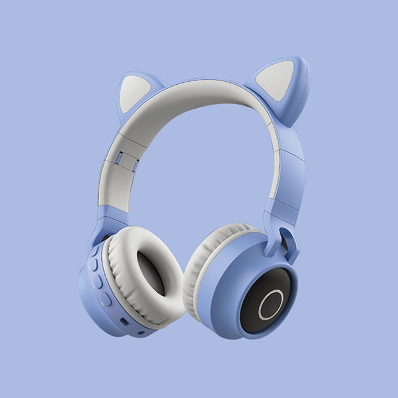 LED Light Cat Ear Headphones blue wireless Bluetooth 5.0 foldable kids headset with mic on Tampa Home & Garden Store