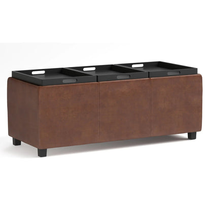 Avalon Upholstered Storage Ottoman With Trays
