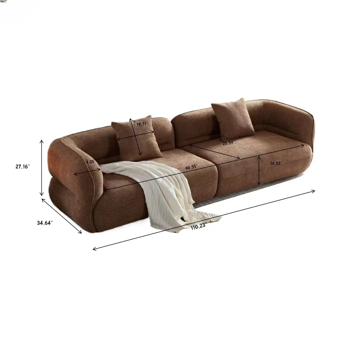 Brown sectional sofa with durable fabric, solid wood frame, and high-density sponge fill on Tampa Home & Garden Store